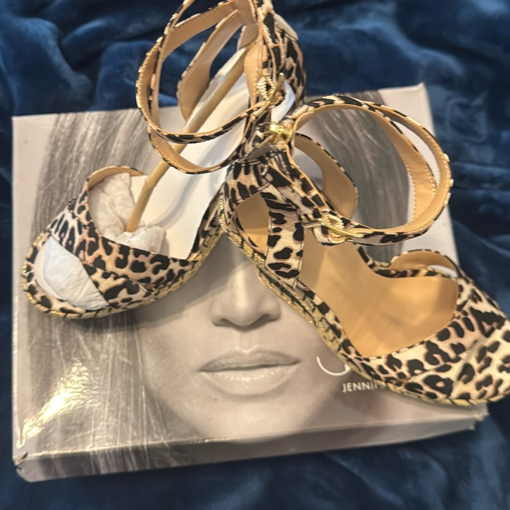 Leopard print wedge heel